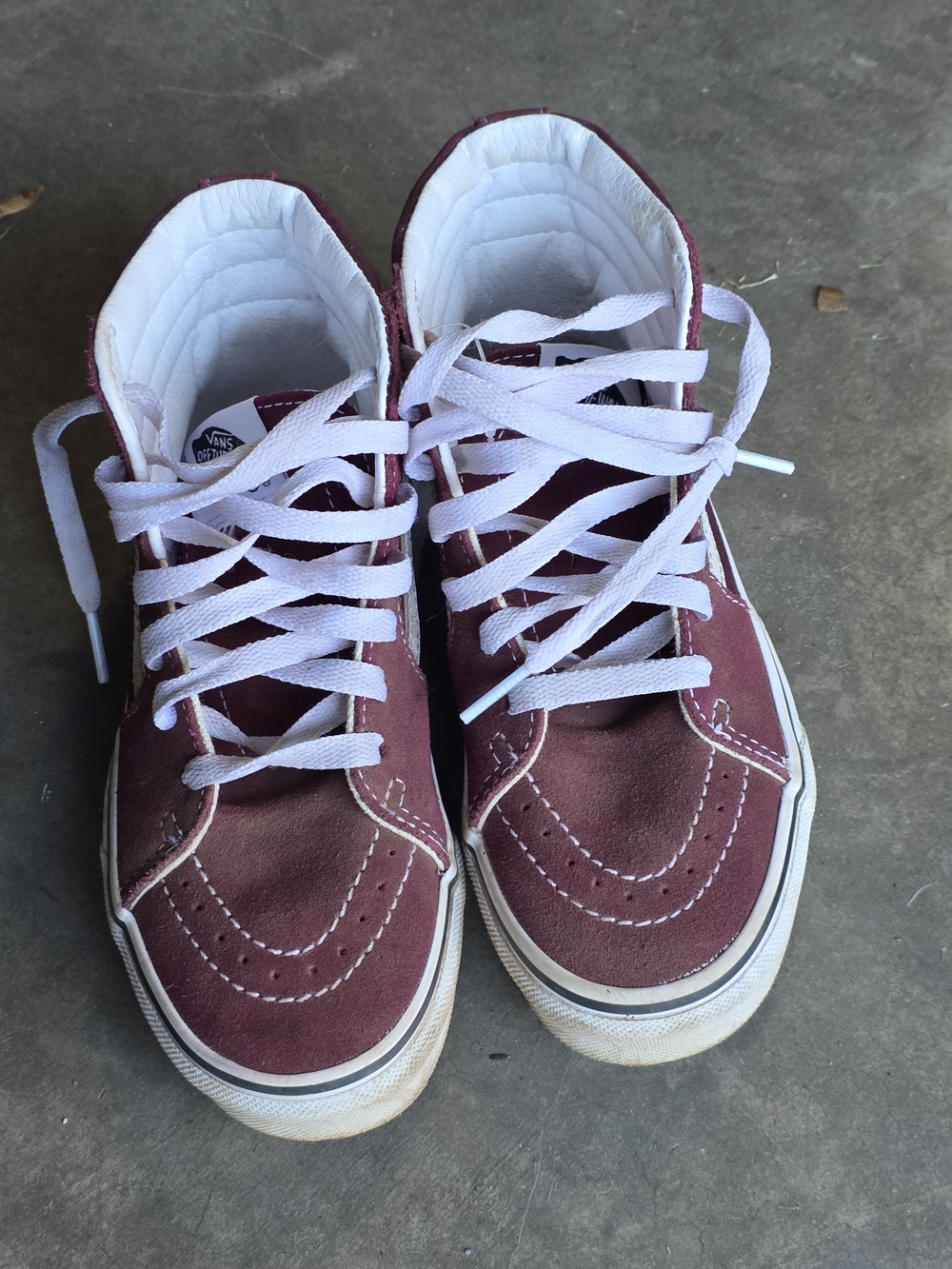 Vans Kids Maroon High-Top Sneakers with White Laces